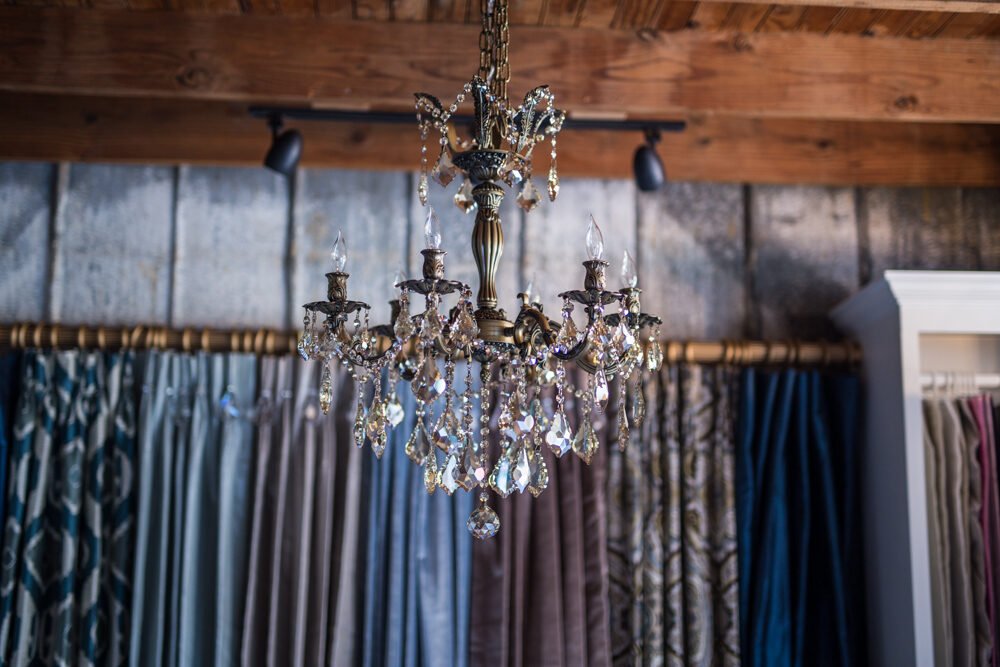 Drapery and chandelier detail